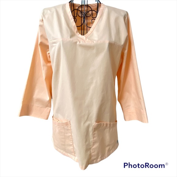 Butter-Soft STRETCH Women's 3-Pocket 3/4th Sleeve Side Zip Scrub Top Size S - Picture 1 of 16